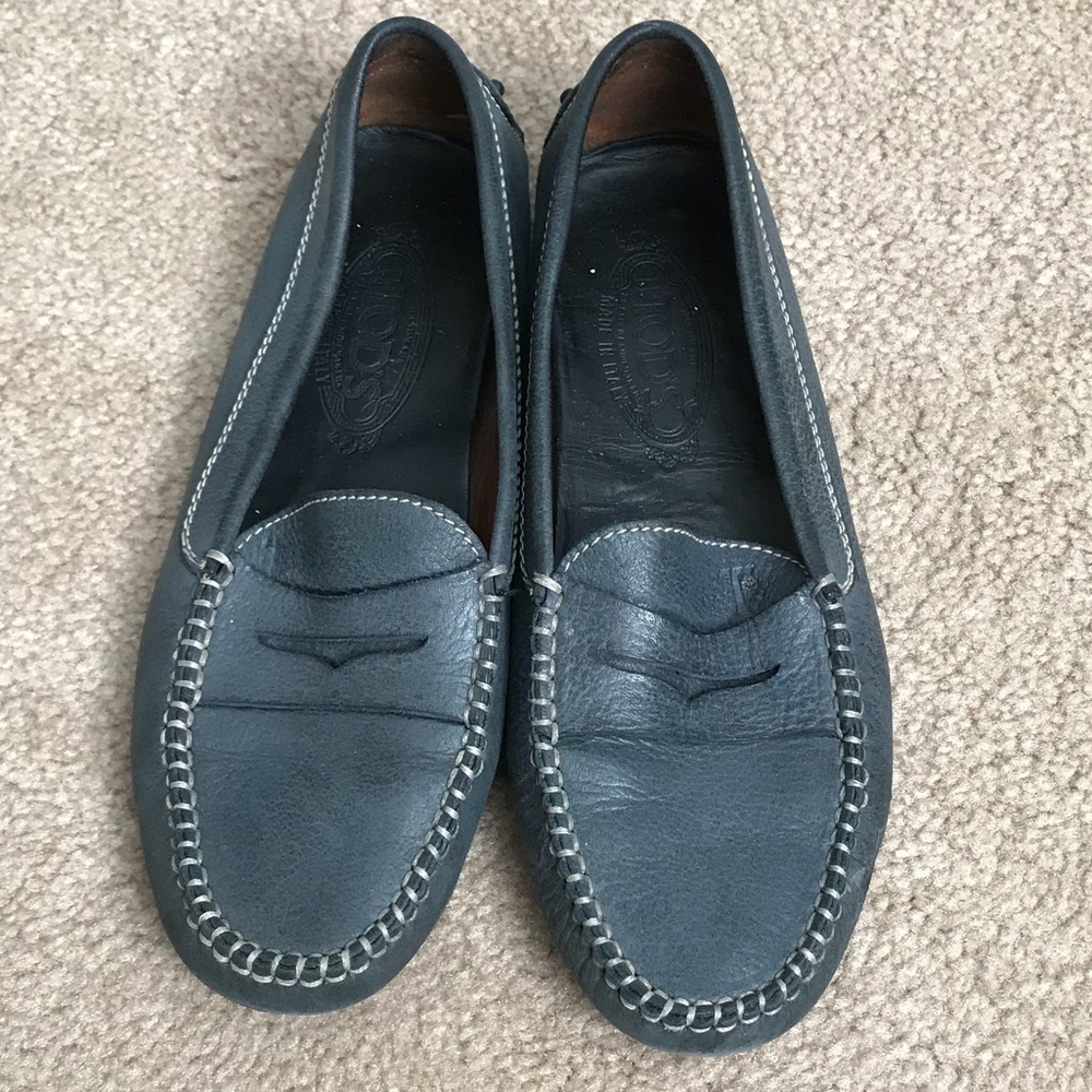 Blue Tod’s loafers